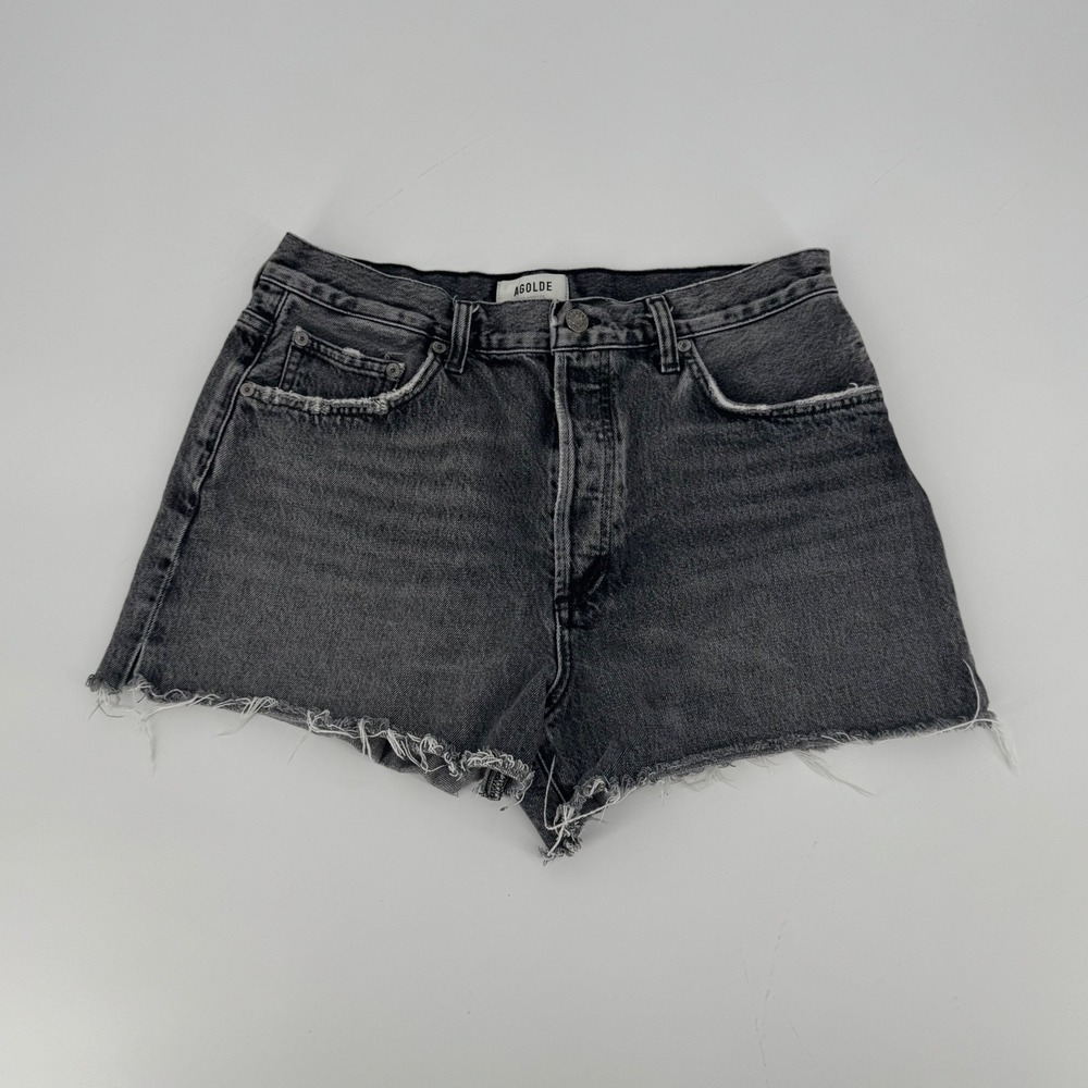 AGOLDE‎ Dee Short 31 Black High Rise Raw Hem Denim Organic Cotton